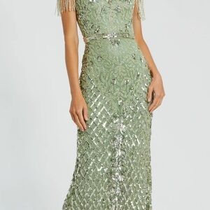 Mac Duggal Green Embellished Formal Evening Gown